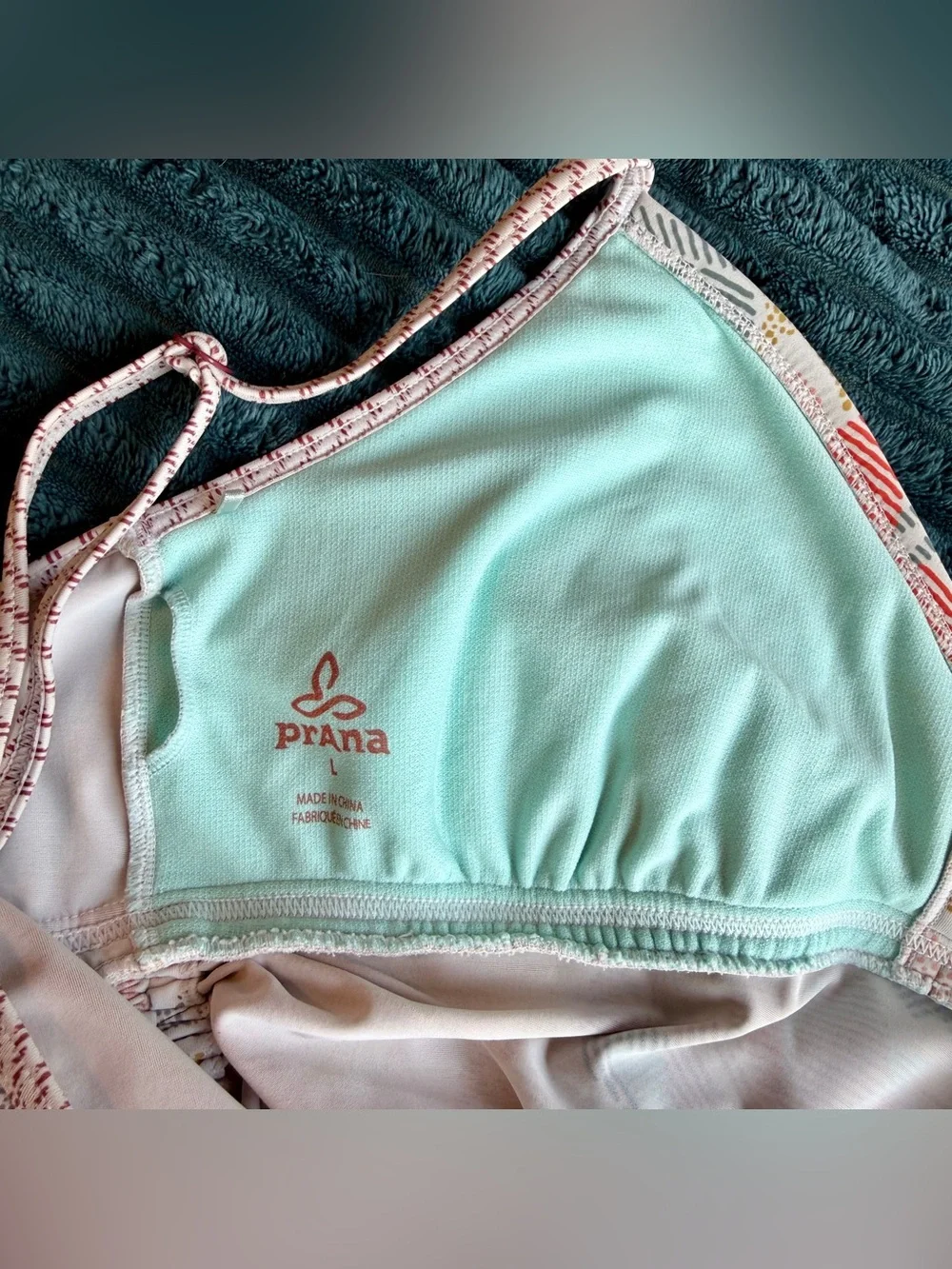 Prana cream boho swim top tankini tank size L - Picture 4 of 6